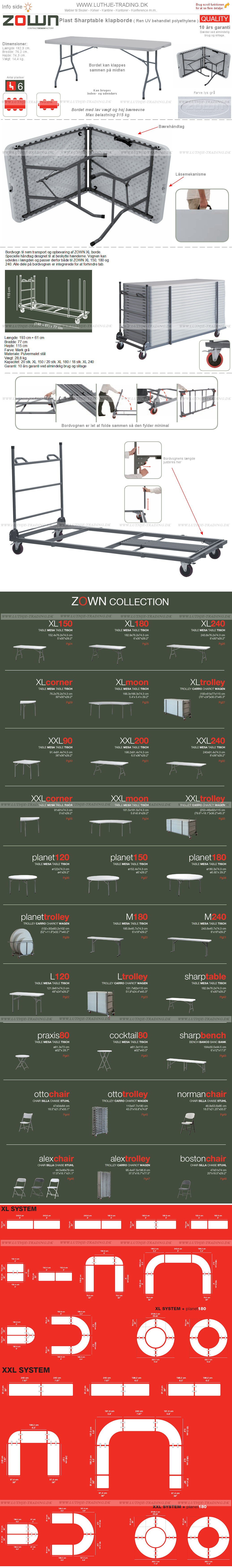 ZOWN Sharptable 183 x 76 cm.